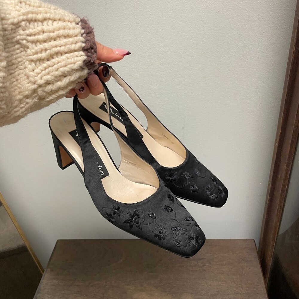 Vintage Embroidered Slingbacks